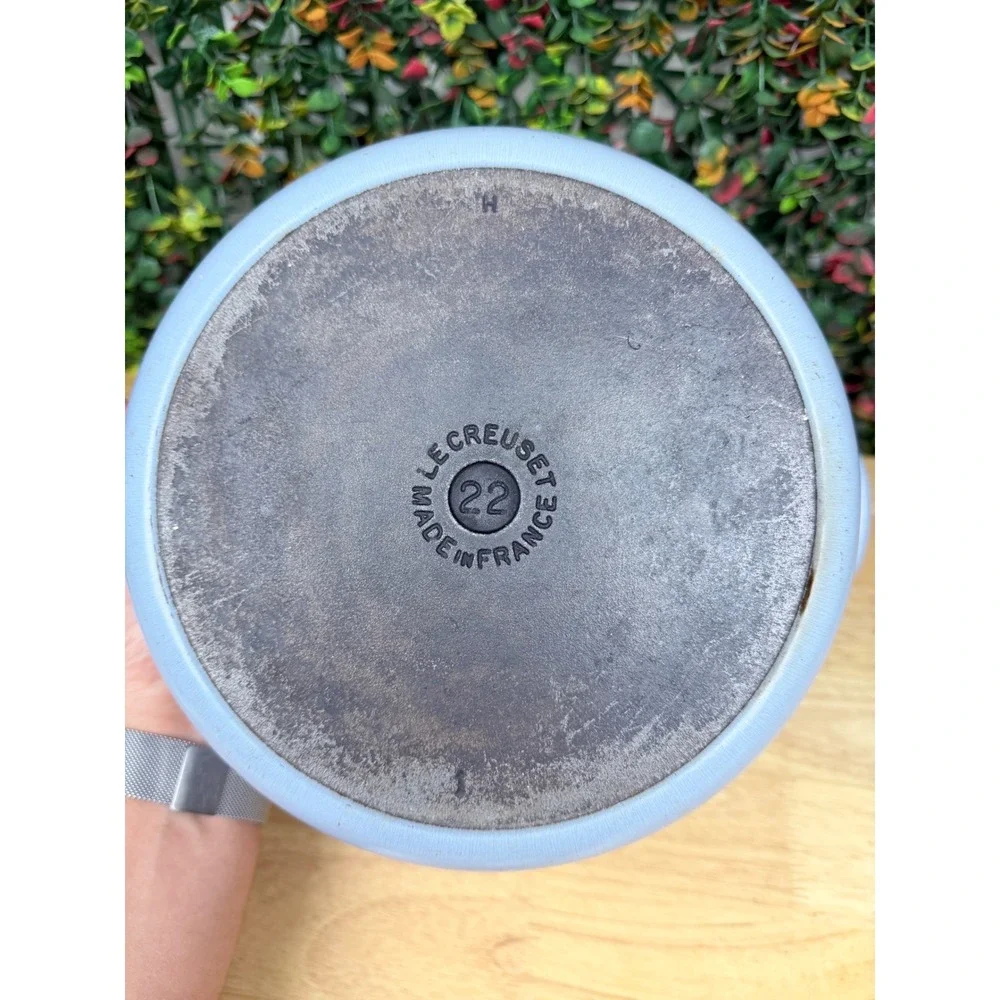 Le Creuset Light Blue Enameled Cast Iron Round Dutch Oven with Lid France